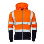 Hi Vis 2 Tone Hooded Zipped Sweatshirt - Image 2