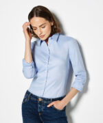 Women's stretch Oxford shirt long-sleeved